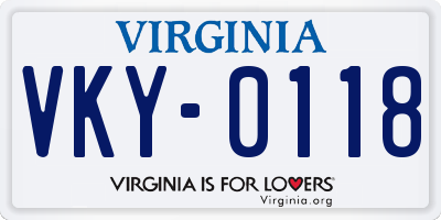 VA license plate VKY0118