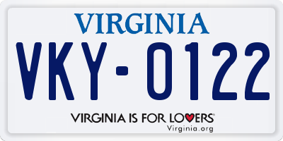VA license plate VKY0122