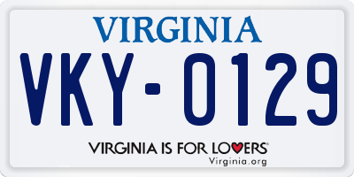 VA license plate VKY0129
