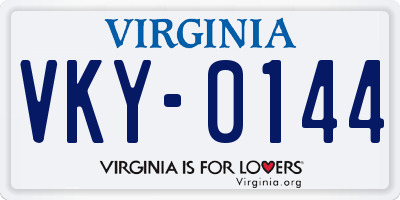 VA license plate VKY0144