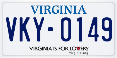 VA license plate VKY0149