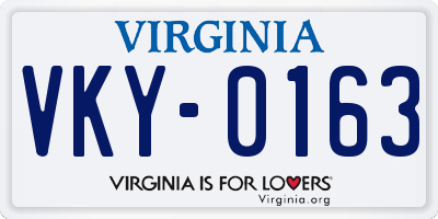 VA license plate VKY0163