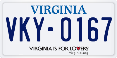 VA license plate VKY0167