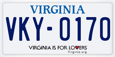 VA license plate VKY0170