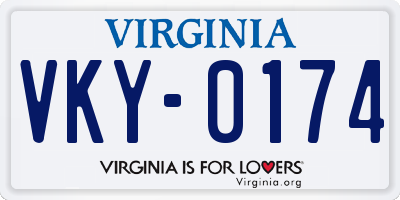 VA license plate VKY0174