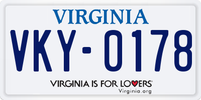 VA license plate VKY0178