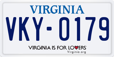 VA license plate VKY0179