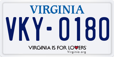 VA license plate VKY0180