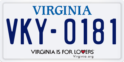 VA license plate VKY0181