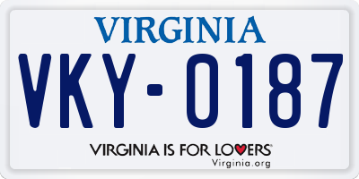 VA license plate VKY0187