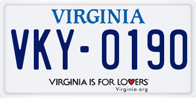 VA license plate VKY0190