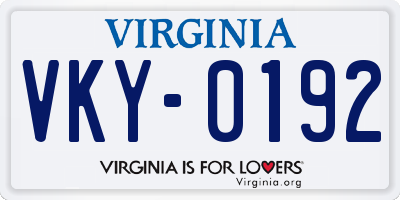 VA license plate VKY0192