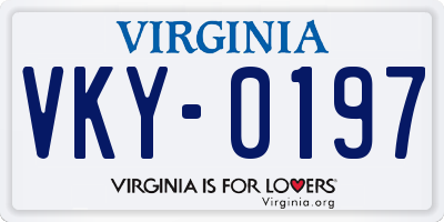 VA license plate VKY0197