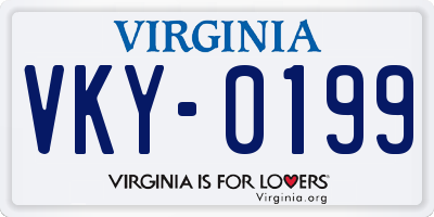 VA license plate VKY0199