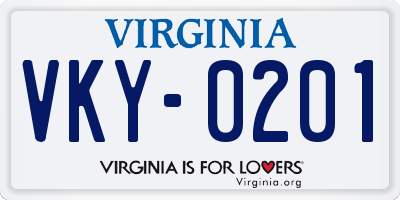 VA license plate VKY0201
