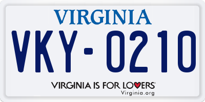 VA license plate VKY0210