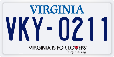 VA license plate VKY0211