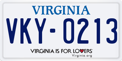 VA license plate VKY0213