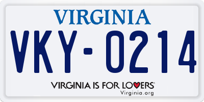 VA license plate VKY0214
