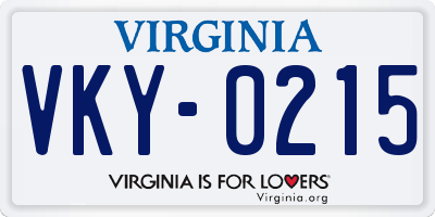 VA license plate VKY0215