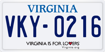 VA license plate VKY0216