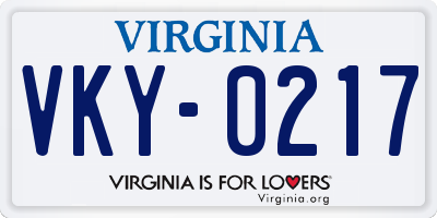 VA license plate VKY0217
