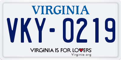 VA license plate VKY0219