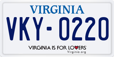 VA license plate VKY0220