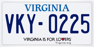 VA license plate VKY0225
