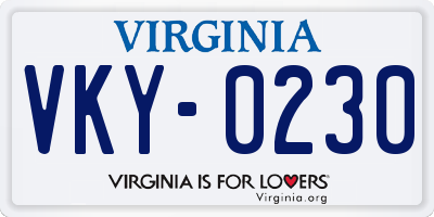 VA license plate VKY0230