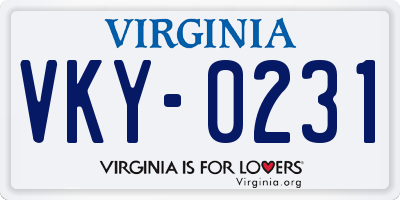 VA license plate VKY0231
