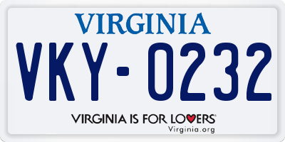 VA license plate VKY0232