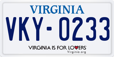 VA license plate VKY0233
