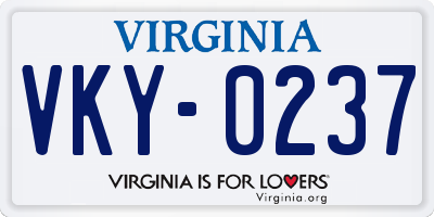 VA license plate VKY0237
