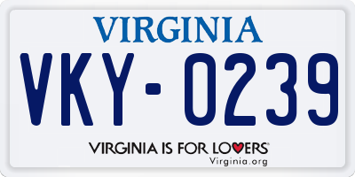 VA license plate VKY0239