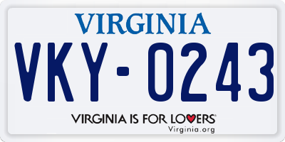 VA license plate VKY0243