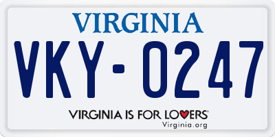 VA license plate VKY0247