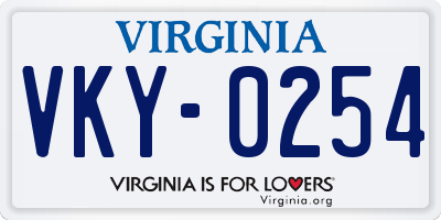 VA license plate VKY0254