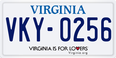 VA license plate VKY0256