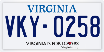 VA license plate VKY0258