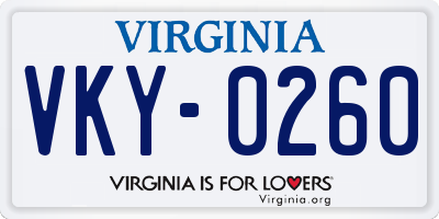 VA license plate VKY0260