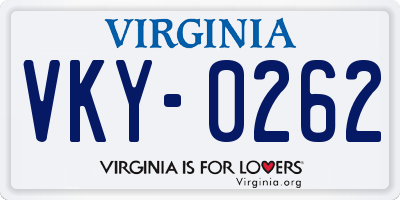 VA license plate VKY0262