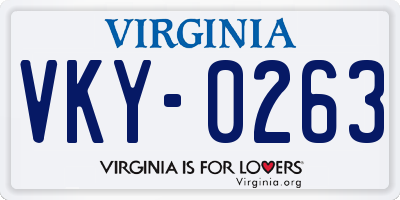 VA license plate VKY0263