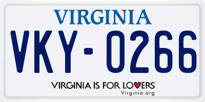 VA license plate VKY0266