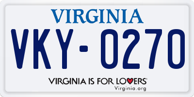 VA license plate VKY0270