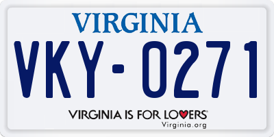 VA license plate VKY0271