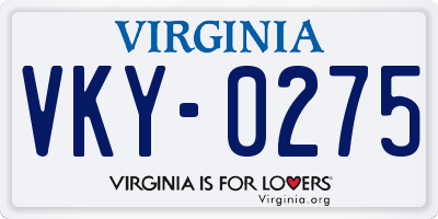 VA license plate VKY0275