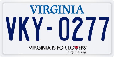 VA license plate VKY0277