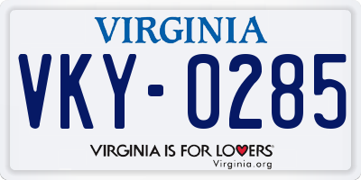 VA license plate VKY0285
