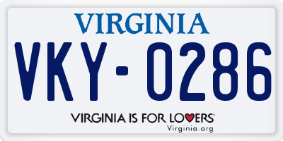 VA license plate VKY0286